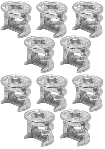 cyclingcolors 10x Verbindergehäuse Exzenterverbinder Mutter Ersatzteil für Möbelverbinder Schrank Schubladenverbindungen Befestigungselemente, blank ohne abdeckrand 15x15mm
