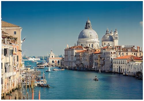 WallArena - Vlies Fototapete Venedig Landschaft 400x280 cm - Fototapeten - Tapeten - für Wohnzimmer Schlafzimmer - Vliestapete Wandtapete Tapete 3D Effekt- inkl. Kleister - Italien Stadt Meer