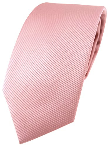 TigerTie Designer Krawatte in rosa altrosa einfarbig Uni Rips