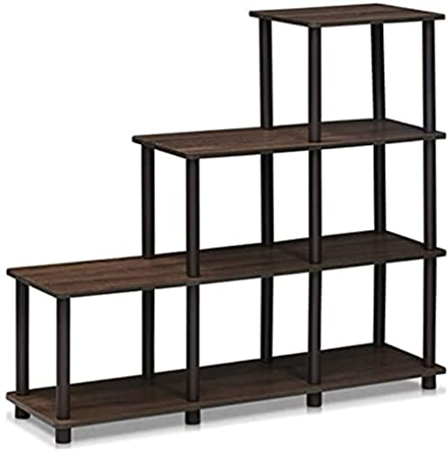 Furinno Turn-N-Tube Estantes sin Herramientas, Madera, Walnut/Brown, Escalera