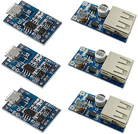 Aihasd 3PCS Micro USB 5V 1A 18650 Carte Chargeur de Batterie au Lithium avec Protection + 3PCS DC-DC 0.9V-5V à USB 5V Booster Tension Step Up Chargeur Module