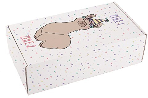 Herz & Heim® Geschenkkarton Party-Lama mit Ihrem Wunschtext in 2 Zeilen bedruckt zum Geburtstag oder Weihnachten