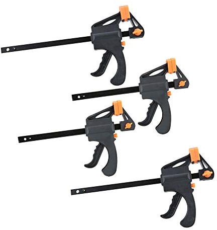 Nuzamas Plastic 4 & 6 F Clamps Set, Quick Grip and Ratchet Release, Adjustable Bar Clamping, Woodworking DIY Tool Kit, Includes 2 Pack of 4 Inch (10cm) and 2 Pack of 6 Inch (15cm)