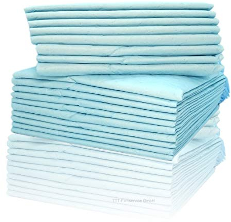 Inkontinenzunterlagen 40 x 60cm Einmalunterlagen Wickelunterlagen Tierunterlagen 6-lagige saugstarke Einmal-Krankenunterlage aus Zellstoff Farbe: blau/weiß von Cardiocell (200)