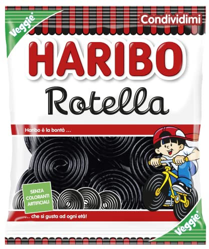 Haribo Rotella, Caramelle Gommose, Gusto Liquirizia, Ideali per Feste e Dolci Momenti di Relax - 175gr