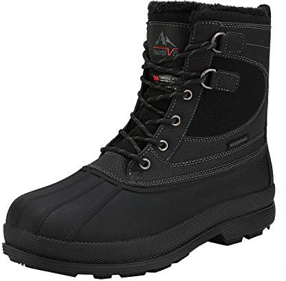 NORTIV 8 Stivali Uomo da Neve Invernali Foderato Pelliccia Caldo Stivaletti Classici Antiscivolo Comod All'aperto Stivali Uomo,Size 43.5,Nero,Avenue