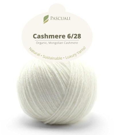 25 g Pascuali Cashmere 6/28 | 100% Kaschmirwolle Bio Kaschmir zum Stricken und Häkeln, Farbe:Weiß 08