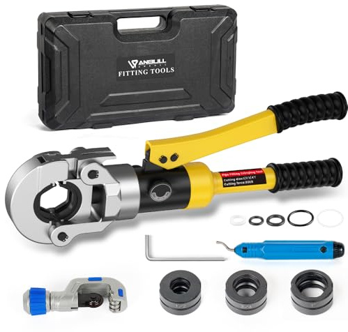 Anbull Hydraulische Kupferrohr-Crimpzange, Kupfer-Crimpzange mit Pressformen Backe 1/2 Zoll, 3/4 Zoll, 1 Zoll für Kupferrohr Sanitär und Fitting