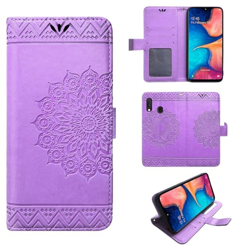 Hülle Kompatibel mit Samsung Galaxy A42 | Klapphülle Schutzhülle mit Kartenfächer Kompatibel für Galaxy A42 | Magnetverschluss Flip Case | Lila