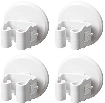 O'woda 4 Stück Besenhalterung, Selbstklebende Mopp-Halterung, Ohne Bohren Wandhalterung, Haken für Küche, Badezimmer, Schränke, Haus, Garten, Garage