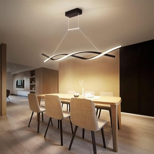 Esstisch Lampen LED Pendelleuchte Esszimmerlampe Wohnzimmer Hängelampe Dimmbar Landhaus Decken Leuchten Moderne Höhenverstellbar Schlafzimmer Büro Bad Küchen Kronleuchter (Schwarz, L80CM)