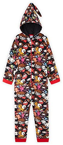 Harry Potter Pigiama Intero Bambina Pigiamone in Pile Morbido (Multicolore, 9-10 Anni)