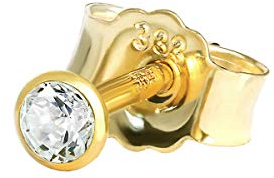 NKlaus Einzel Ohrstecker 2,0mm Gelbgold 333 8 Karat Gold Ohrring Kristall Zirkonia Weiß 1774