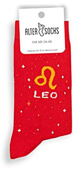 ALTER SOCKS Lustige Socken | Sternzeichen Socken Damen & Herren | Sternzeichen Löwe Geschenk | Strümpfe Unisex Größe 36 – 45 (Löwe (Leo))