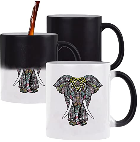 Planetee Mug magique Éléphant Indien | Tasse change de couleur avec la chaleur