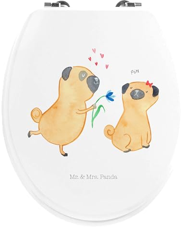 Mr. & Mrs. Panda Motiv WC Sitz Mops Verliebt - Geschenk, Liebe, Hundemama, Hunderasse, Partner, Toilettendeckel, Hund, Klodeckel, Hundeliebe,