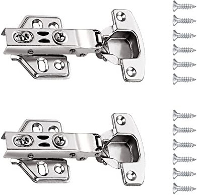 AOTISBAO Pack of 2 Soft Close Hinges Kitchen Cupboard Cabinet Door Hinges with Self Closing Mechanism Slow Shut Plate Hinge & Screws Kitchen Units Door Hinges for Home