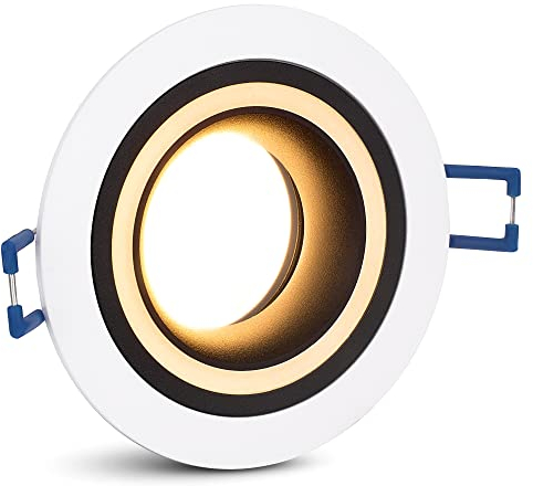 SSC-LUXon Matapo Einbauspot schwarz weiß mit Lichtring inkl. LED Leuchtmittel Modul 4W drei einstellbaren Lichtfarben 3CCT - Design Einbaustrahler 230V