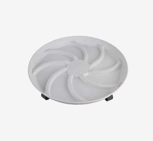 Mkuha Rund Kunststoffe Pflanzenroller Outdoor mit Bremse und Wasserspeicherung, Blumenroller Außenbereich und Innenbereich, Pflanzenroller mit Softrollen für Parkett, Schwerlast,Weiß,45cm
