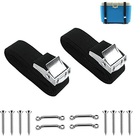 PRATYAHARA Battery Retaining Straps Kit with Stainless Steel Cam Buckle, 2x79 Inches, Universal Fit, Compatible with Passenger Car, Truck, Boat, RV, Trailer, Stainless Steel, As Shown