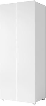 BETTSO - Drehtürenschrank Kleiderschrank mit 2 Türen,Garderobenschrank Garderobe Schrank Dielenschrank Schlafzimmerschrank-Bird 2D (Weiß Matt + Weiß Glänz)