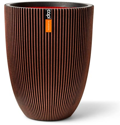 Capi Europe - Gefäß elegant niedrig Groove NL - 34x46 - Kupfer - Öffnung Ø27 - Blumentopf für den Innen- und Außeneinsatz - Bruchsicher - 100% recycelbar - KGVCO782