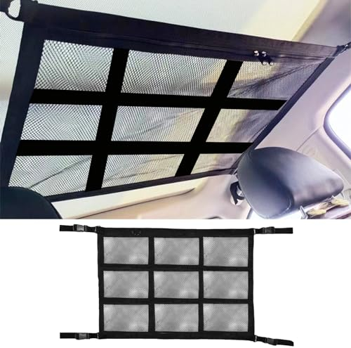 bssmmai Gepäcknetz Auto, 90x65 cm, Schwarz, Nylon/Polyester, Schnalle, für Van