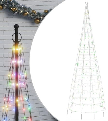 vidaXL LED Weihnachtsbaum für Fahnenmast, Beleuchtet Christbaum mit 550 LEDs, LED Tannenbaum mit 8 Beleuchtungsmodi, Weihnachtsbeleuchtung Weihnachtsdeko, Mehrfarbig 300 cm