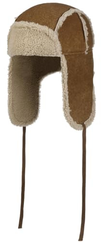 Stetson Lambsfur Bomber Fliegermütze - Mütze im Piloten-Look - Lederkappe mit Ohrenklappen - Handgefertigt in Deutschland - Unisex - Herbst/Winter braun L (58-59 cm)