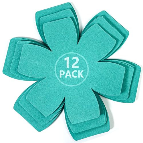 Felt Pot and Pan Protectors - Set of 12 and 3 Different Sizes Felt Pan Protectors for Stacking, Larger & Wider Pot and Pan Protectors, Pan Separators Protectors, Pot Separators for Stacking Blue Breen