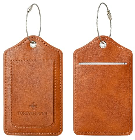 NY NEYYOS - 2 Stück Kofferanhänger, Wasserdichte Gepäckanhänger aus PU Leder für Reisetasche, Koffer, Handgepäck, Tasche; Kofferschilder, Namenschild, Adressschild, Reisezubehör, Luggage Tags Urlaub