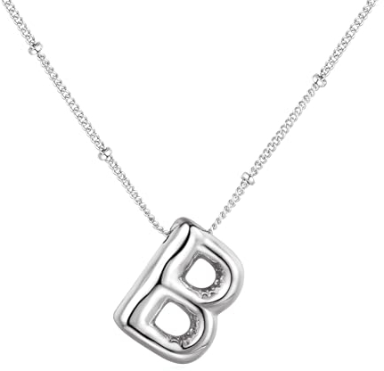Softfree Gold Silber Kette mit Buchstaben Anhänger Damen Balloon Initialen Halskette 14 Karat Vergoldet Namenskette Personalisiert Dick Buchstabenkette Schmuck Geschenke für Frauen Mädchen