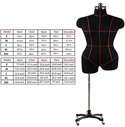 asdchZen Schneiderpuppe Für Damen, Übergröße, Zum Nähen, Schwarz/Weiß, Verstellbare Schneiderpuppe Für Schneiderinnen, Studenten, Teenager Und Schneider (2 X)