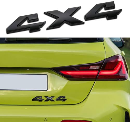 deemars 4x4-Emblem-Abzeichen, Auto-Embleme, 3D Fender Badge Decal Autoaufkleber, Auto Exterieur Zubehör 4 x 4 Emblem Namensschild Aufkleber Kompatibel mit 4Run Tac Tun LKW SUV Pickup (Schwarz)