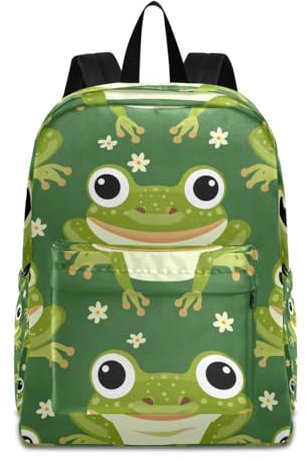 Mnsruu Grüner süßer Frosch-Reiserucksack, leichter Rucksack, Schulrucksack, Tagesrucksack für Erwachsene, Teenager, Studenten, Jungen, Mädchen, Grüner süßer Frosch, One size