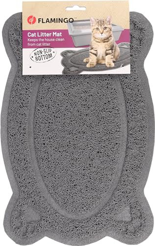Flamingo Katzentoilettenmatte Randy – Grau | 40 × 26 cm | Saubere Pfoten & Sauberer Boden!