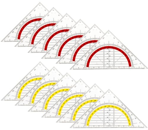 12 Stück Geometrie Dreieck, 14 cm Geodreieck aus Kunststoff, Geodreieck Flexibel, Kleines Geodreieck Multifunktional, Transparent, Glasklar, für Studenten Büro Designer Malerei