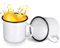 Augenstern 2 tazas de café esmaltadas de 481.9 g con asa, taza de metal blanco esmaltada, portátil, vintage, redonda, esmaltada, tazas para café, té, picnic, viajes, oficina en casa, regalos