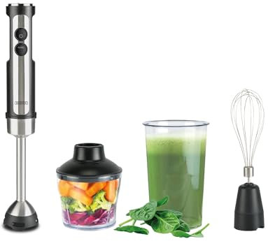 Bourgini Classic - Batidora de inmersión extra potente con 20 velocidades y modo turbo - Picadora - 1200 W.