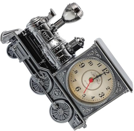 ABOOFAN Nachtlicht Uhr - Lokomotiven - Tischuhr Retro-Desktop-Uhr Steampunk-Uhrformen tischuhr Tischwecker Zuglampen für Wecker aufziehen Zugmodell Retro-Wecker Lokomotive Wecker