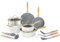 OUBRL Ceramic Cookware Set,Healthy,Non Toxic,Pot and Pan Set Non Stick, Kitchen Induction Cooking Sets, with silicione Utensils,Dishwasher/Oven Safe,PFOS/PFOA Free,White/Cream Gold (Cream,Grey,Gold)