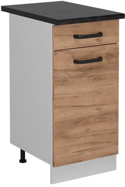 Vicco Küchenunterschrank R-Line, Goldkraft Eiche, 40 cm AP Anthrazit