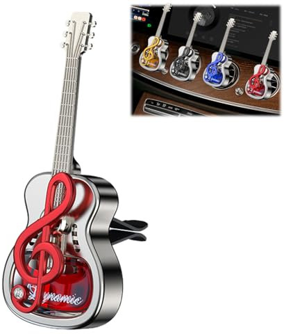 Car Air Freshener Vent Clips,Rotating Car Diffuser Dashboard Ornaments,Guitar Shape Aromatherapy Diffuser,Car Car Air Conditioner Decorations Clip Accessories (Red, /)