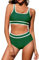FemiChic Maillot de Bain Femme 2 Pieces Ensemble Bikini Chic Push Up Rembourré Taille Haute Bas de Maillots Deux Pièces Plage Piscine Grande Taille Été(Vert,M)