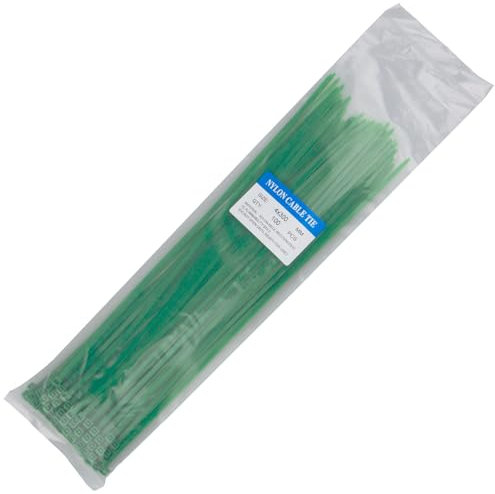 Lot de 100 serre-câbles verts de 300 mm en nylon de qualité supérieure, multi-usages, mécanisme autobloquant, pour la maison, le jardin, le bureau et le bricolage