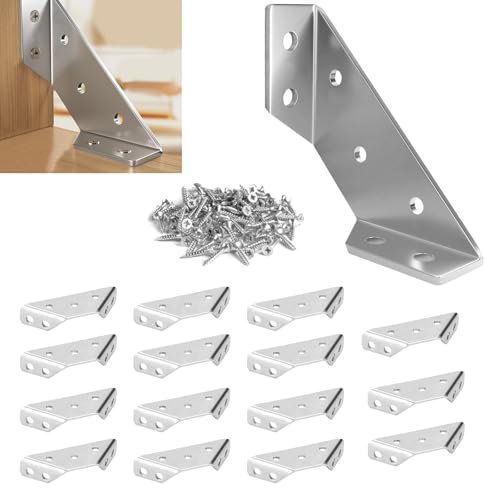 MOKIDO 15 Stk Winkelverbinder mit 105 Schrauben, Edelstahl Eckverbinder, eckwinkel für Holzregale Schränke Tische Stühle Möbelbefestigung