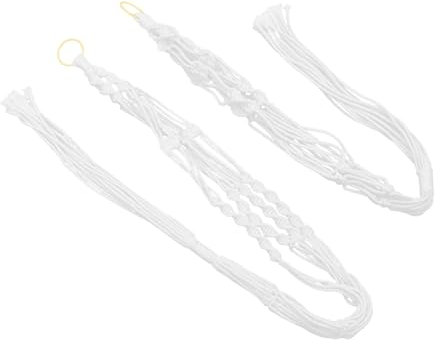 POPETPOP 2stücke Hängender Makramee-pflanzenhänger Gewebter Topfpflanzenhalter Rustikaler Innenbereichs-blumentopf-halter Für Balkon Und Wanddekoration Aus Robustem Baumwollmaterial