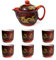 Tetera de porcelana china de 340.2 g con forma de dragón de acero inoxidable, infusor de puré para té suelto (juego rojo)