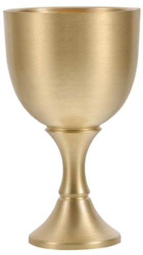 Didiseaon Vintage Brass Goblet Communion Chalice Holy Grail Ritual Shot Glass for Church Decor Events