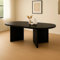 trelevo Esszimmertisch 204x90 cm, Schwarze-Optik, Tischplatte gerade Kanten 40mm, ovealer Esstisch, Tischbeine V-Form, Holztisch Esszimmer